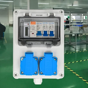 Baustromverteiler mit Zähler 16A LS FI-Schutzschalter 230V Wandverteiler - Bild 1 von 15