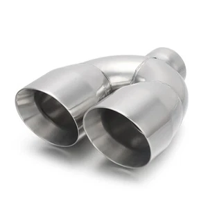 2.5" Inlet 4" Dual Outlet 9.5" Long Stainless Steel Weld-on Silver Exhaust Tip - Bild 1 von 7