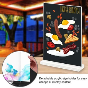 Reversible Sign Holder High-quality Acrylic Stand Durable for Home Office - Picture 1 of 12