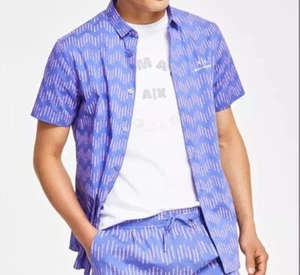 Armani Exchange A|X Men’s Slim-Fit Zig-Zag Print Button-Down Shirt Sz: Small - Picture 1 of 4