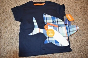i8 NWT Size 8 GYMBOREE Whale Hello There Embroidered 3D SHARK Fish Pocket Shirt - Picture 1 of 2