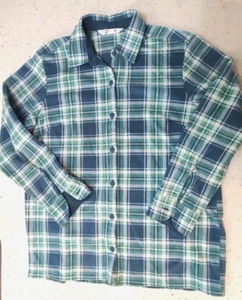 Women's Lee Riders Fleece Unlined Shirt Green/Blue Plaid Medium - Picture 1 of 4