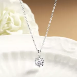 0.5-10ct Real Moissanite Pendant Necklace S925 Silver 18K White Gold Plated GRA - Picture 1 of 13