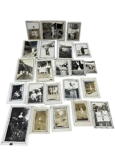 Antique Vintage Lot 22 Photos Snapshots Random People Art Deco Borders - Picture 1 of 11