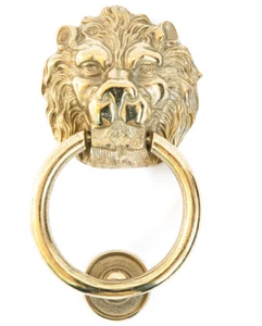 BATACCHIO BATTENTE LEONE GIGANTE in ottone lucido - Imagen 1 de 3