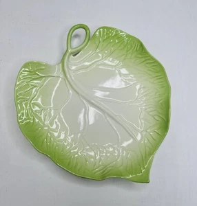 Senfsamen und & Mondschein Original Keramik Salat Kohlblatt Servierplatte - Bild 1 von 10