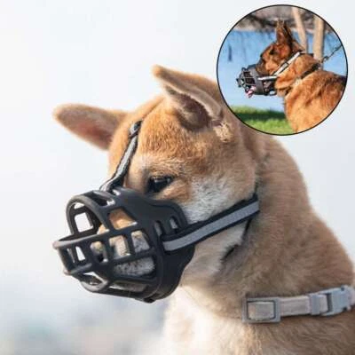 Adjustable Pet Dog No Bite Muzzle Cage Mouth Rubber Basket Cover For S L XXL USA - Image 1 of 4