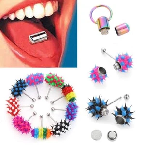 Stainless Steel Jewelry Barbell Vibrating Tongue Bar Body Piercing Stud Ring - Picture 1 of 17