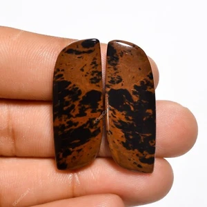 Ausgefallenes Cabochon-Paar 27,00 kt natürlicher Mahagoni Obsidian Edelstein 34 x 12 x 4 mm - Bild 1 von 6