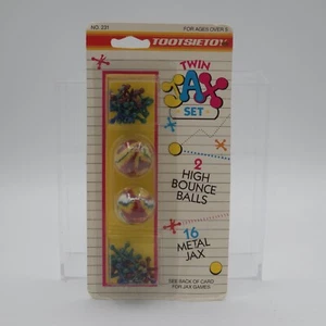 VTG Twin Jax Set 16 Jax & 2 High Bouncy Ball W Metal Jacks 1989 Chemtoy No.231 - Picture 1 of 6