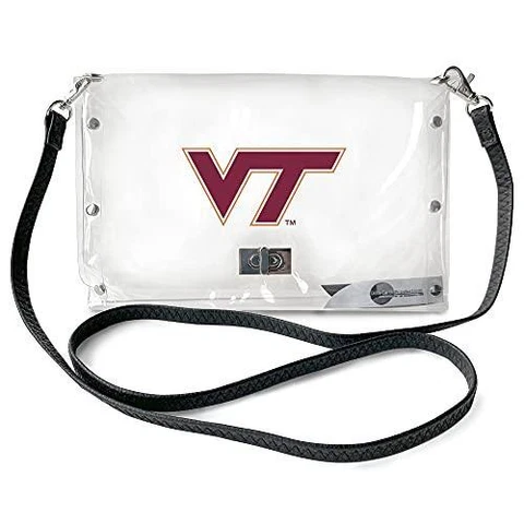 Littlearth Womens NCAA Virginia Tech Hokies Clear Envelope Purse with Black Cover