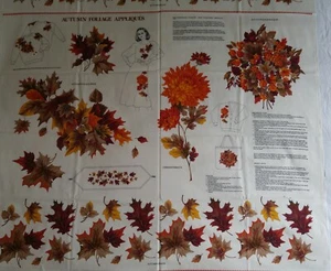 Cranston VIP Cotton Fabric AUTUMN FOLIAGE APPLIQUES Cut Sew Panel 36" x 45" - Picture 1 of 11