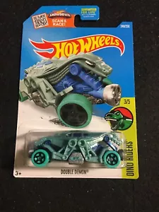 HOT WHEELS DINO RIDERS DOUBLE DEMONS BLUE 1/64 DIE CAST 3 OF 5 - Picture 1 of 2