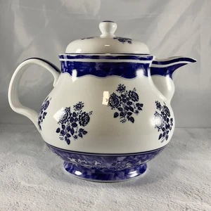 Ambiance Portofino 7" Teekanne & Deckel blau weiß Blumen Nanette Vacher Teekanne - Bild 1 von 13