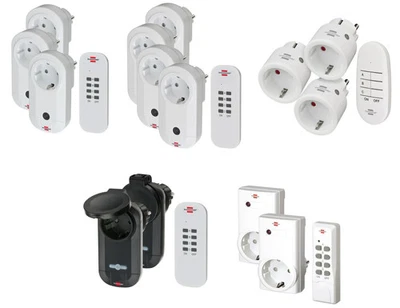 Funksteckdosen mit Fernbedienung 2er 3er 4er SET bis 25m IP20 IP44 Brennenstuhl - Bild 1 von 3