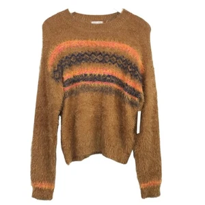 Abound Spice Pullover Stripe Fuzzy Eyelash Sweater Women Sz M - Picture 1 of 5
