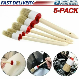 5pcs Car Interior Detailing Brush Kit Boar Hair Vehicle Auto Wheel Clean Poqvnnb - Picture 1 of 9