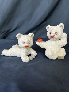 2 Teddy Polar Bear Bisque Snow Baby Japan c1920 Vintage Christmas Holiday RARE - Picture 1 of 10
