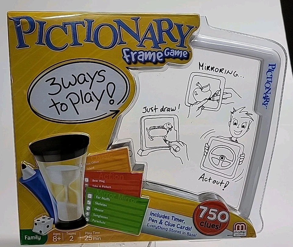 Mattel Pictionary Frame Game 750 Clues Travel / Family. New - Image 1 of 2