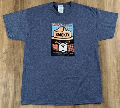 Camiseta gráfica azul/carbón para niños jóvenes Smokey Bear Prevent Forest Fire talla L Foto 1 de 4