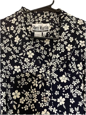 Vestido azul floral con botones vintage Sheri Martin para mujer talla 12 Foto 1 de 4