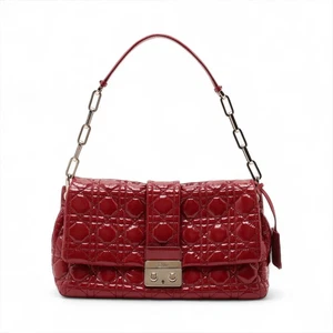 Bolso de hombro Christian Dior Cannage nuevo bloqueo charol cadena rojo - Imagen 1 de 15