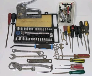 Lot of Various Tools, Wrenches, Stapler, Screwdrivers, Sockets, - Picture 1 of 16