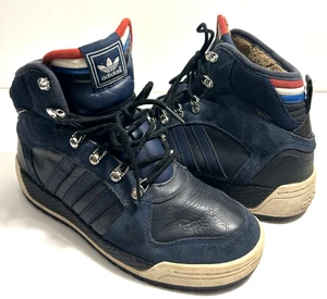 Adidas Men's Size 8 Blue 3 Stripes Blue Leather die marke mit den Shoes Sneakers - Picture 1 of 7