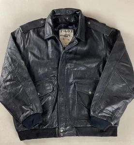 Vintage Leather Bomber Jacket A2-Style Flight Jacket Black EU Size 60 54” - Picture 1 of 20