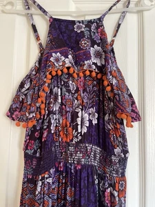Red Herring Spaghetti Strap Maxi Dress size 8 purple and orange floral - Picture 1 of 10