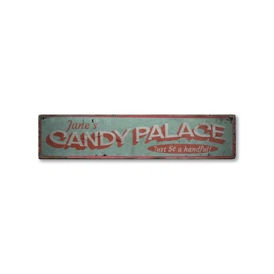 Candy Palace, Custom Name Candy Lover - Rustic Distressed Wood Sign - Image 1 of 2