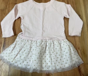 Carter’s Jersey Sweater Dress Top With Tulle Skirt Sz 2T Gold Polka Dot Holiday - Picture 1 of 5
