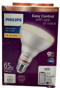 PHILIPS 65-Watt Dimmable Smart Wi-Fi Certified LED Light Bulb Soft White 1-Pack - Picture 1 of 3