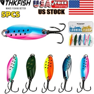THKFISH 5pcs Fishing Lures Metal Spoons Hard Baits Metal Fishing Lures Spinner - Picture 1 of 15