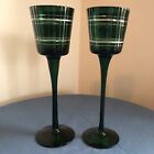 2x Yankee Candle Tall Green Stem Plaid Holiday Libations Candle Holders, 1528853