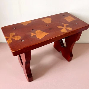 Wooden Poker Stool 1960s Handmade Ukrainian Folk Art Wabi-Sabi Gift Decor USSR - Picture 1 of 9