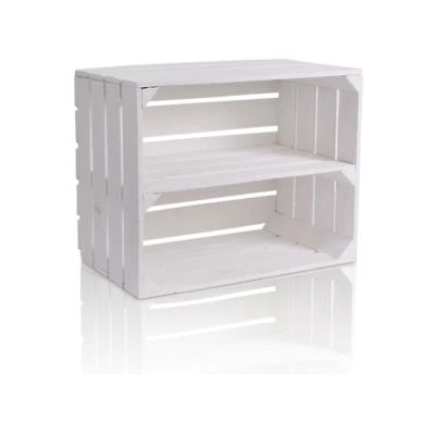 Holzkiste weißen Vintage Look 50x40x30cm Weiß Schuhregal Wandregal Obstkiste - Bild 1 von 4