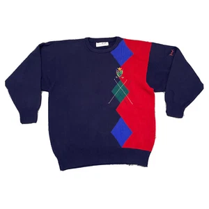 VTG Pringle Sport Argyle Wool Knitted Pullover Golf Sweater Ivy Trad Size M? - Picture 1 of 8