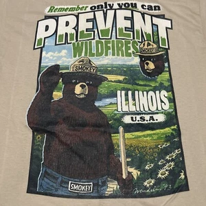 Smokey The Bear Illinois T-Shirt Men’s Large New - Picture 1 of 5
