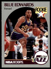 1990-91 NBA Hoops Blue Edwards Rookie . Utah Jazz #288