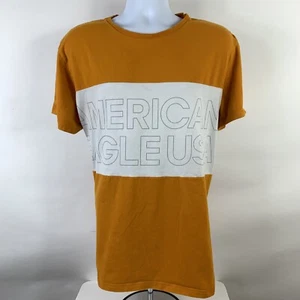American Eagle Active T Shirt Size XL Yellow Colorblock Short Sleeve Stretch - Picture 1 of 12
