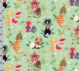 Not Ameowsed Grumpy Christmas Cats Cotton Fabric Dear Stella Holiday Kitties