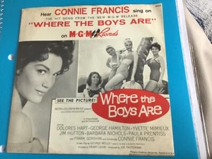 Connie Francis Where the Boys Are Picture Sleeve and 45 - Imagen 1 de 3