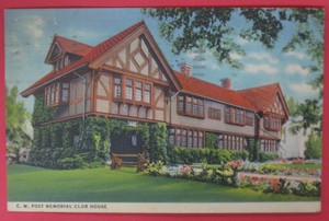 VTG C.W. POST MEMORIAL CLUB HOUSE POSTCARD-BATTLE CREEK MICHIGAN