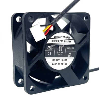 DWPH EFC-06E12D-AF09 Power Supply Cooling Fan 60X60X25mm 12V 0.60A 3wire 4Pin - Image 1 of 4