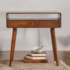 Console Table With Drawers Mid Century Modern Solid Wood Narrow Entryway Table - Picture 1 of 10