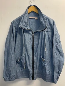 ALLYSON WHITMORE Women's Size L Denim Chambray Bomber Jacket Mockneck Full Zip - Picture 1 of 6