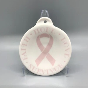Fiesta Pink Ribbon Ornament | Breast Cancer Awareness | Faith Hope Love Survivor - Picture 1 of 5