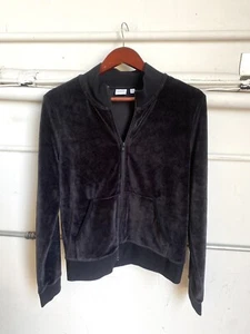 Sunday Best Black Velour Tracksuit Jacket Zipup Womens Large Athleisure - Picture 1 of 9