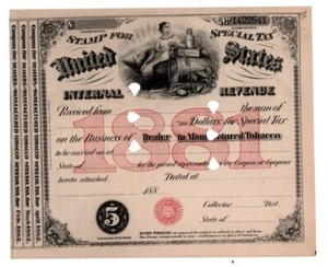 1881Tobacco Dealer’s Tax Stamp - Picture 1 of 1
